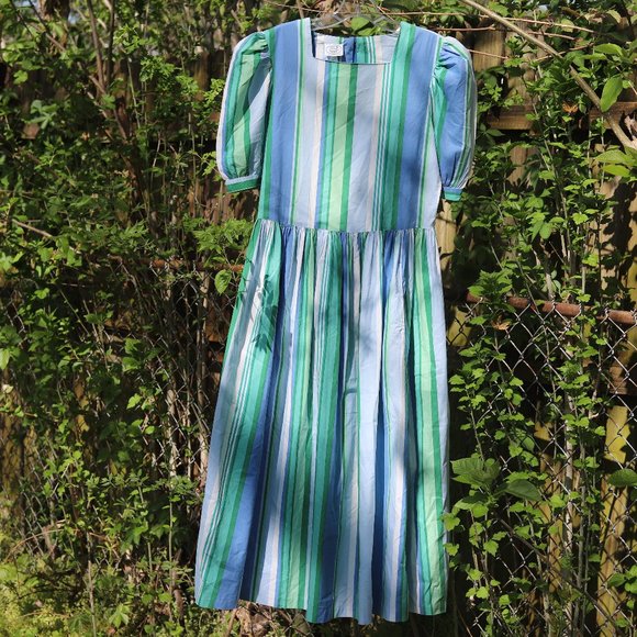 Vintage Laura Ashley Striped Dress - Picture 1 of 8